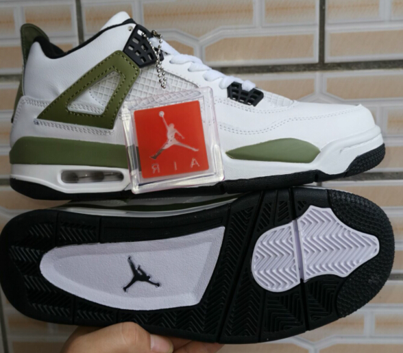 2019 Men Jordan 4 White Green Black Shoes